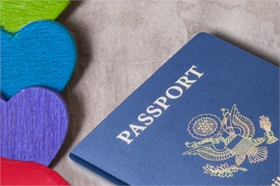 Passport with LGBTIQ+ Pride colors Passport with LGBTIQ+ Pride colors
